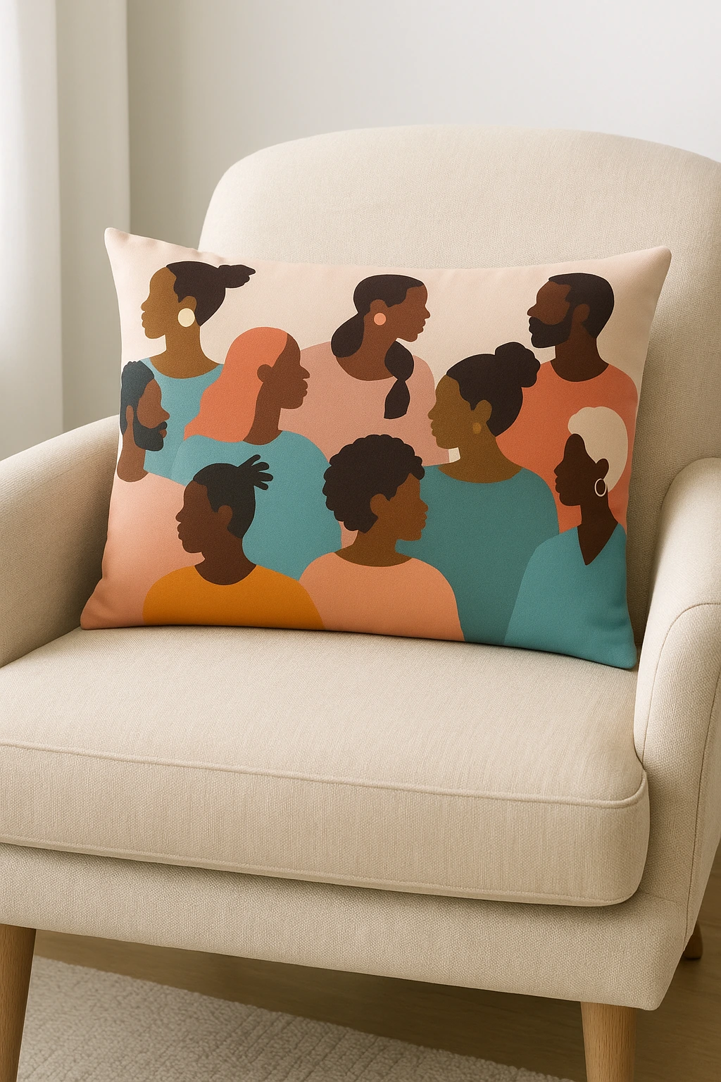 Thro Home “Unity Faces” Decorative Pillow — 16" x 24" - Image 2