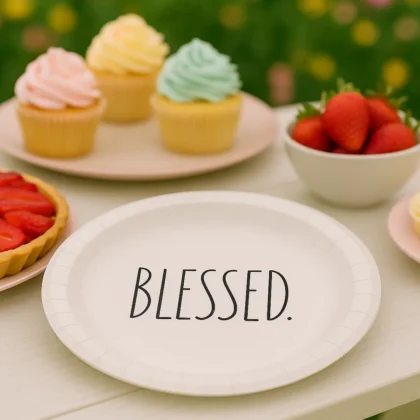 Rae Dunn “Blessed” Dessert Plates – 16 Count