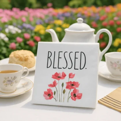 Rae Dunn “Blessed” Floral Beverage Napkins – 40 Count