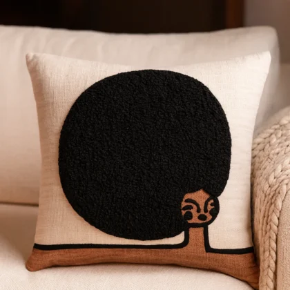 Justina Blakeney 22x22 Textured Throw Pillow- Raised Afro Detail