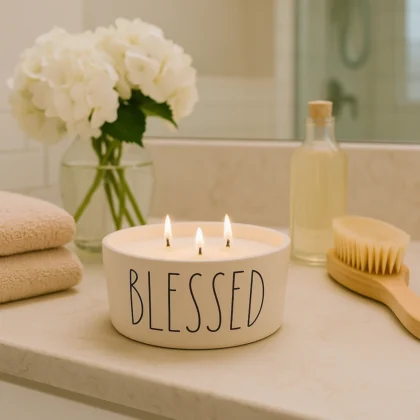 Rae Dunn “Blessed” Richly Scented Candle – Vanilla Birch, 21.2 oz
