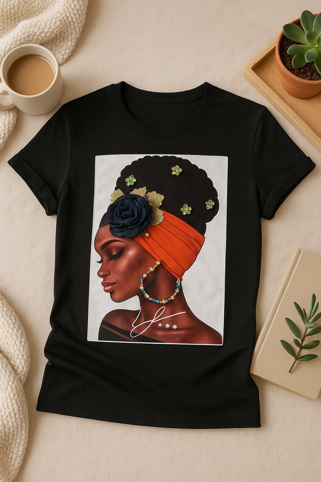 A Love Story – Embellished Afro Diva Art Tee - Image 2