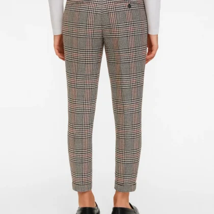 ZARA Men’s Carrot-Fit Cropped Slacks – Black & Red Plaid – Size 34
