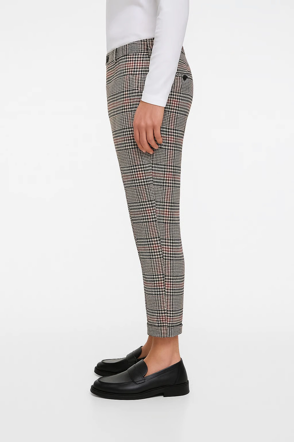 ZARA Men’s Carrot-Fit Cropped Slacks – Black & Red Plaid – Size 34 - Image 2