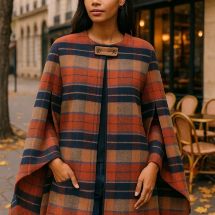 Re:named Asymmetrical Plaid Cape
