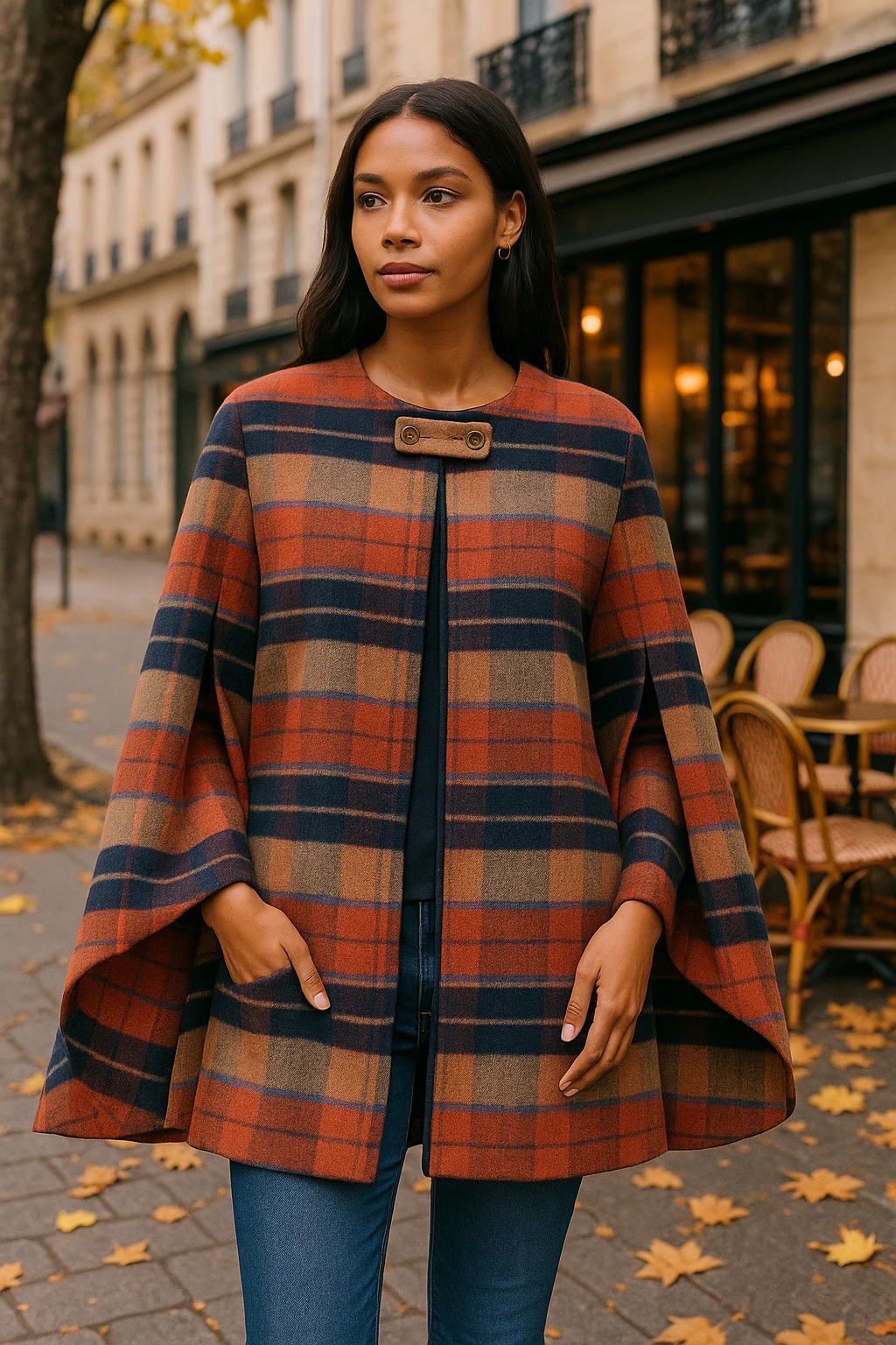 Re:named Asymmetrical Plaid Cape