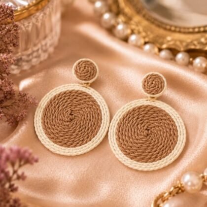 Sahara Circle Woven Statement Earrings