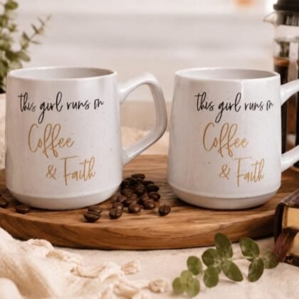 Coffee & Faith Oversized Speckled Ceramic Mug