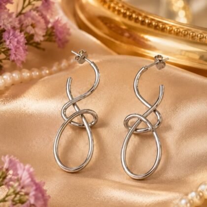 Infinity Knot Silver-Tone Earrings