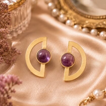 Colombian Purple Stone Geometric Earrings — Collected Abroad