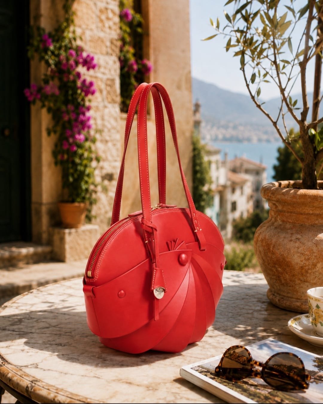Boldrini Selleria Tosca Italian Leather Shoulder Bag – Red - Image 4
