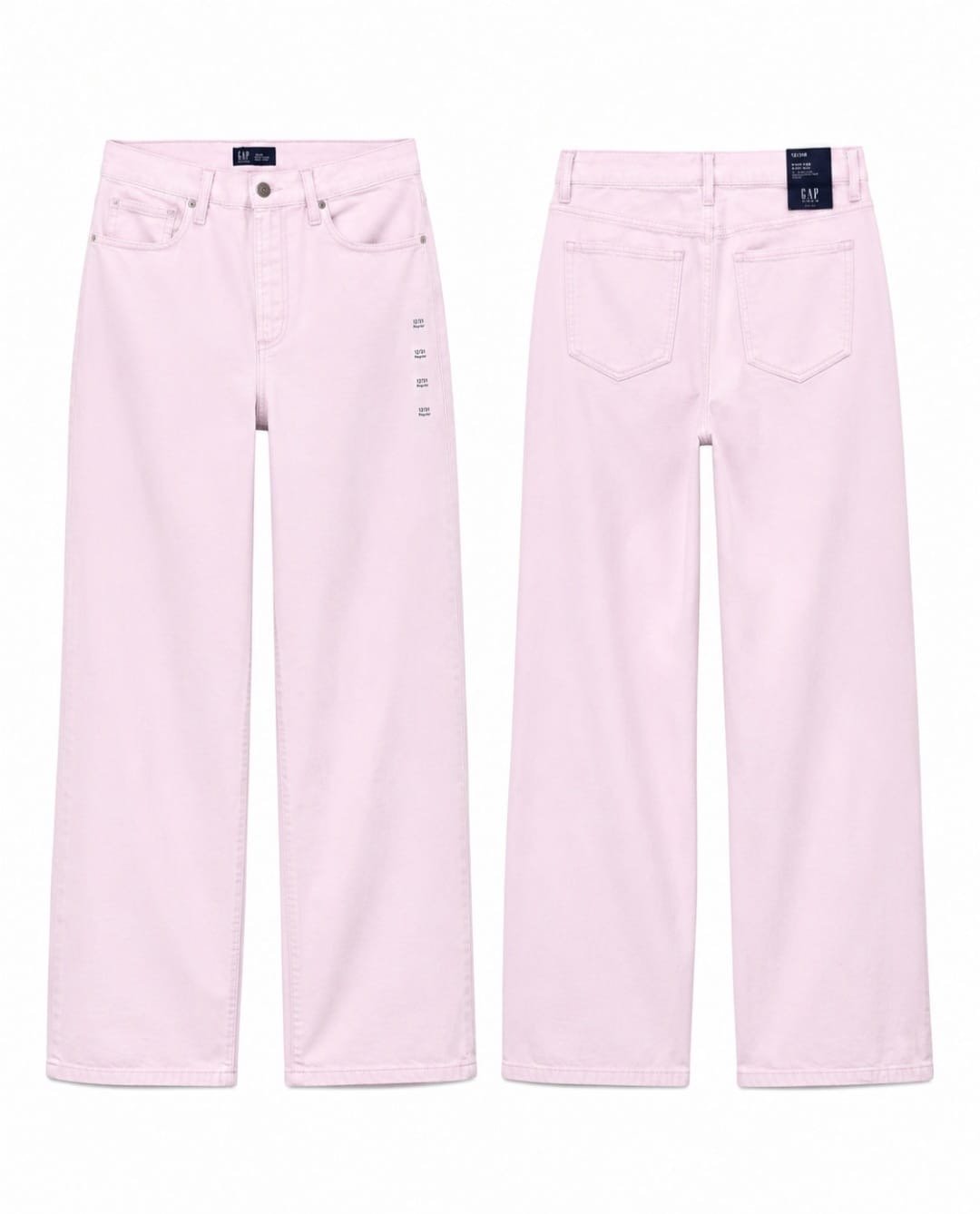GAP pink high-rise wide-leg jeans in size 12/31R with relaxed fit and modern wide-leg silhouette.