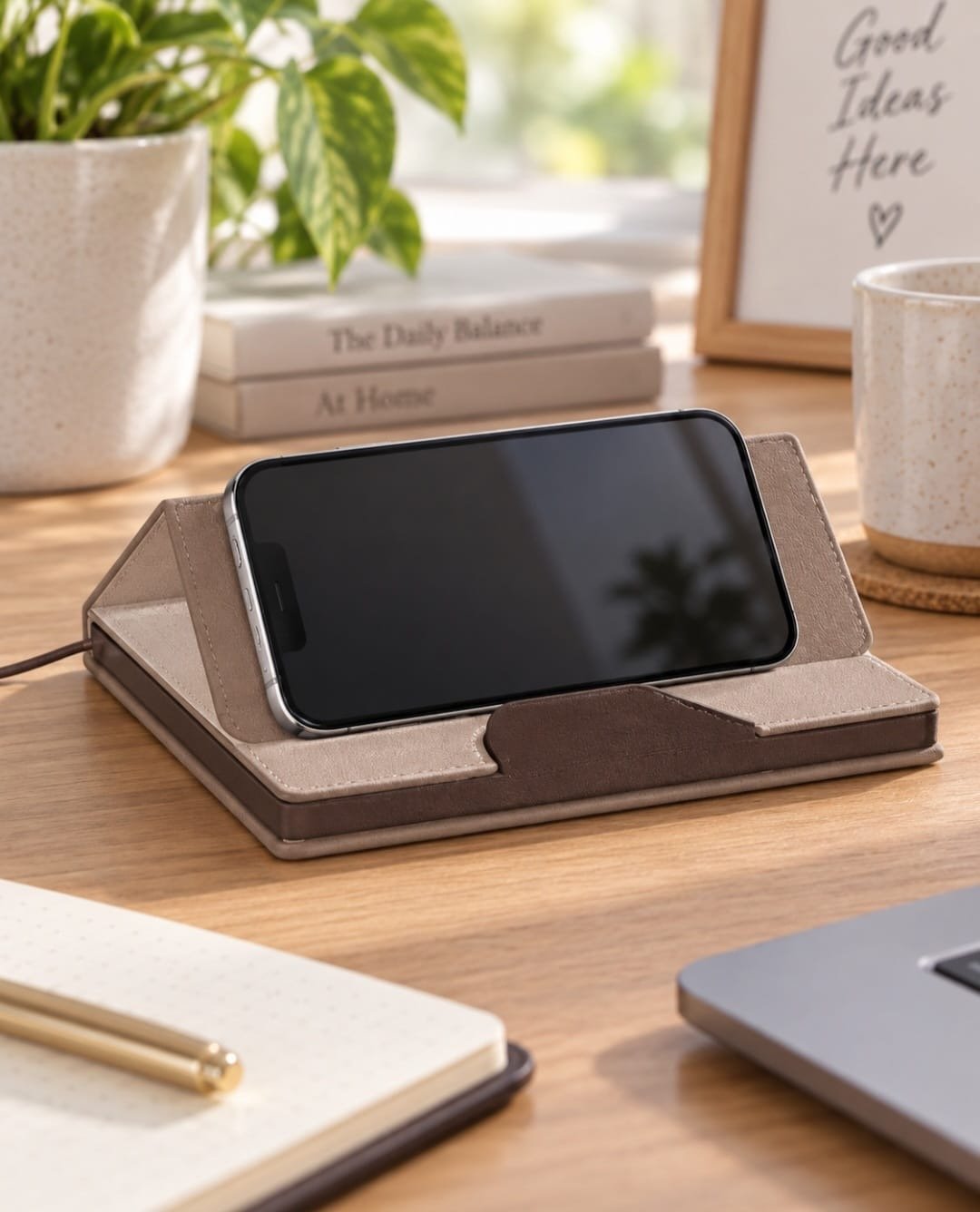 Studio Oh! Dalton Stone cell phone stand notebook with 192 pages and textured cover