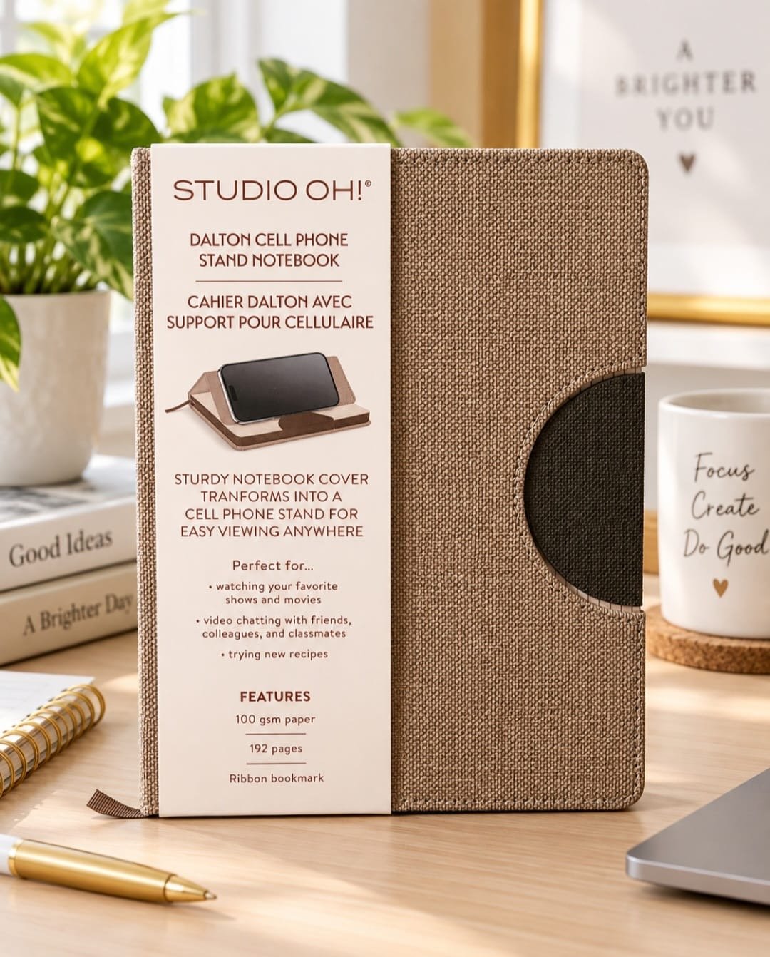 Dalton Cell Phone Stand Notebook – Stone | 192 Pages